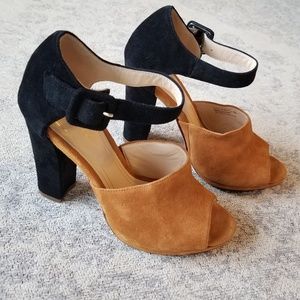 Cole Haan Nike Air mustard black suede heels